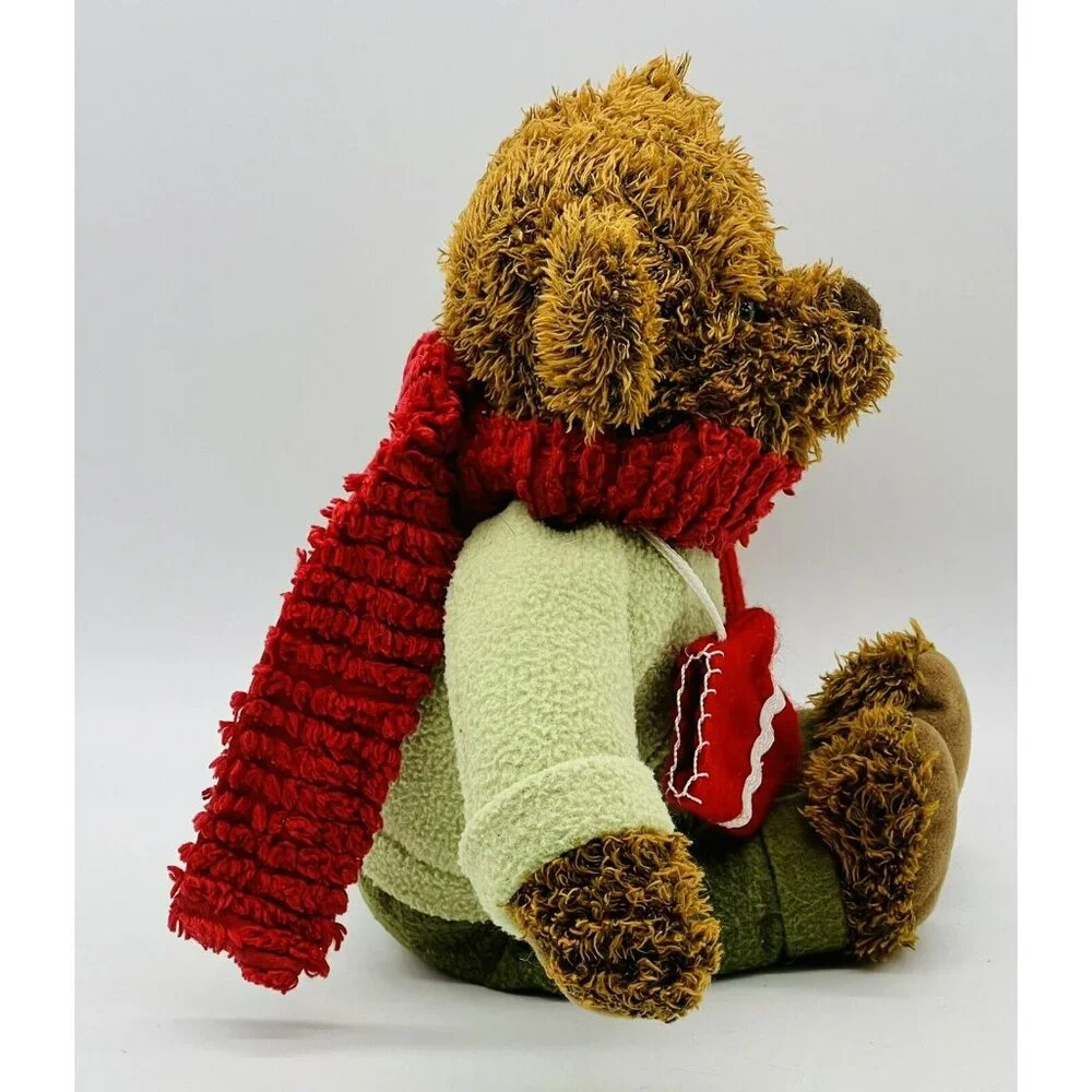 Hallmark Teddy Bear Plush Red Scarf and Mittens with Green Shirt Christmas‎